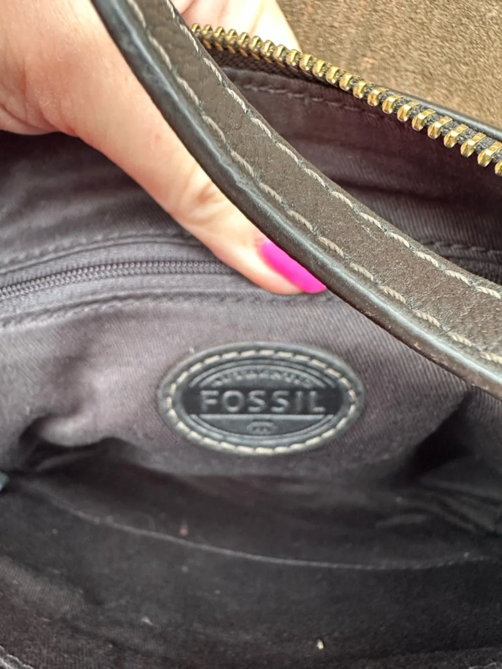 Fossil Vickery Crossbody Black Leather Bag Adjustable Straps Zipper #ZB6465 0215 - Picture 8 of 12